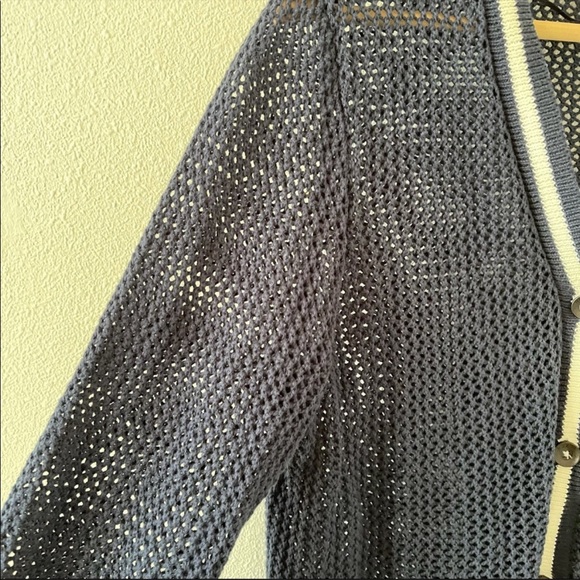 5/$20 Roxy City Escape Navy White Stripe Button Open Knit Cardigan Sweater-M - Picture 6 of 12
